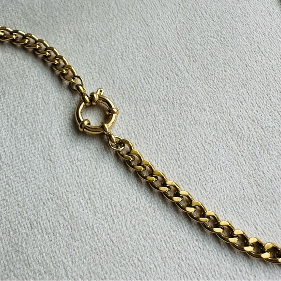 Louis Vuitton Lock Necklace Stainless Steel Curb Chain Gold Tone - Picture 9 of 15